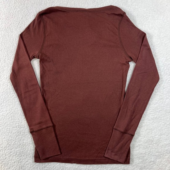 Lacoste Long Sleeve V-Neck T-Shirt Dark Brown Cotton Women US Size M (EU/6) VTG - Picture 2 of 9
